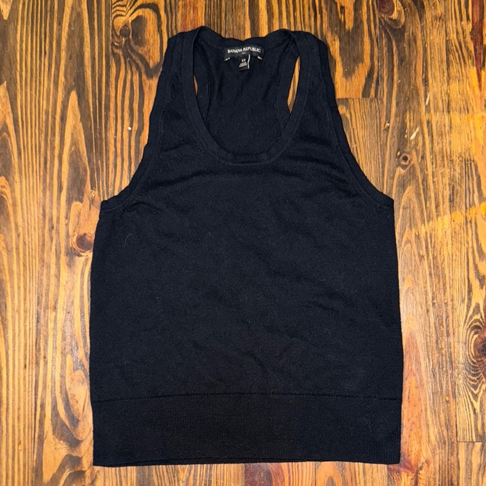 Banana Republic Black Fitted Racerback Soft Cotton Blend Tank Top